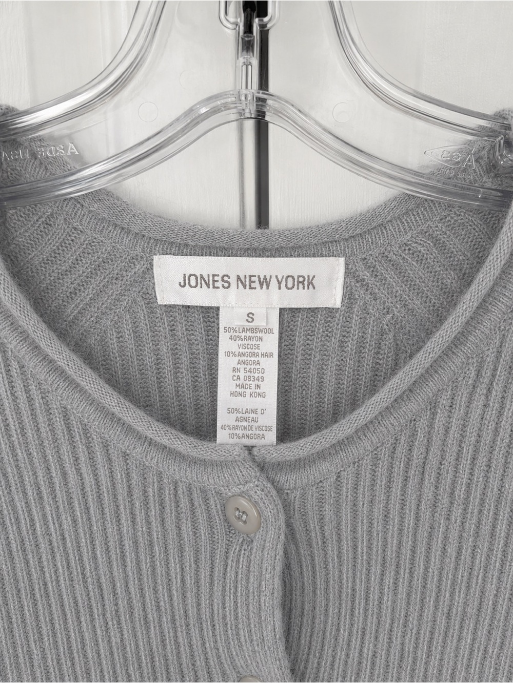 Jones New York Wool Angora Cardigan Gray Button Front Sweater | Size S | - Picture 6 of 8